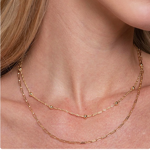 Argento Vivo Gold Thin Paperclip Chain Necklace NWB - Picture 1 of 9